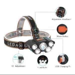 Linterna Frontal LED Recargable | 5 Luces y 4 Modos de Iluminación - Imagen 3