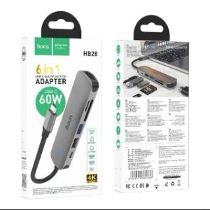 Hoco HB28 Adaptador USB-C 6 en 1 – HDMI 4K, 100W y Lector SD - Imagen 3