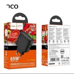 Cargador HOCO 65W PD + QC3.0 – Rápido y Dual para Laptop y Celular - Imagen 4