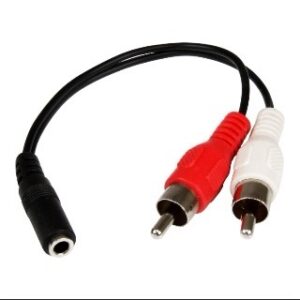 Adaptador de audio jack 3.5mm hembra a 2 RCA macho – Ideal para amplificadores
